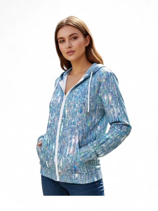Jackets & Blazers - Lightweight Hooded Jacket Abstract Colorful Womens Size XXL